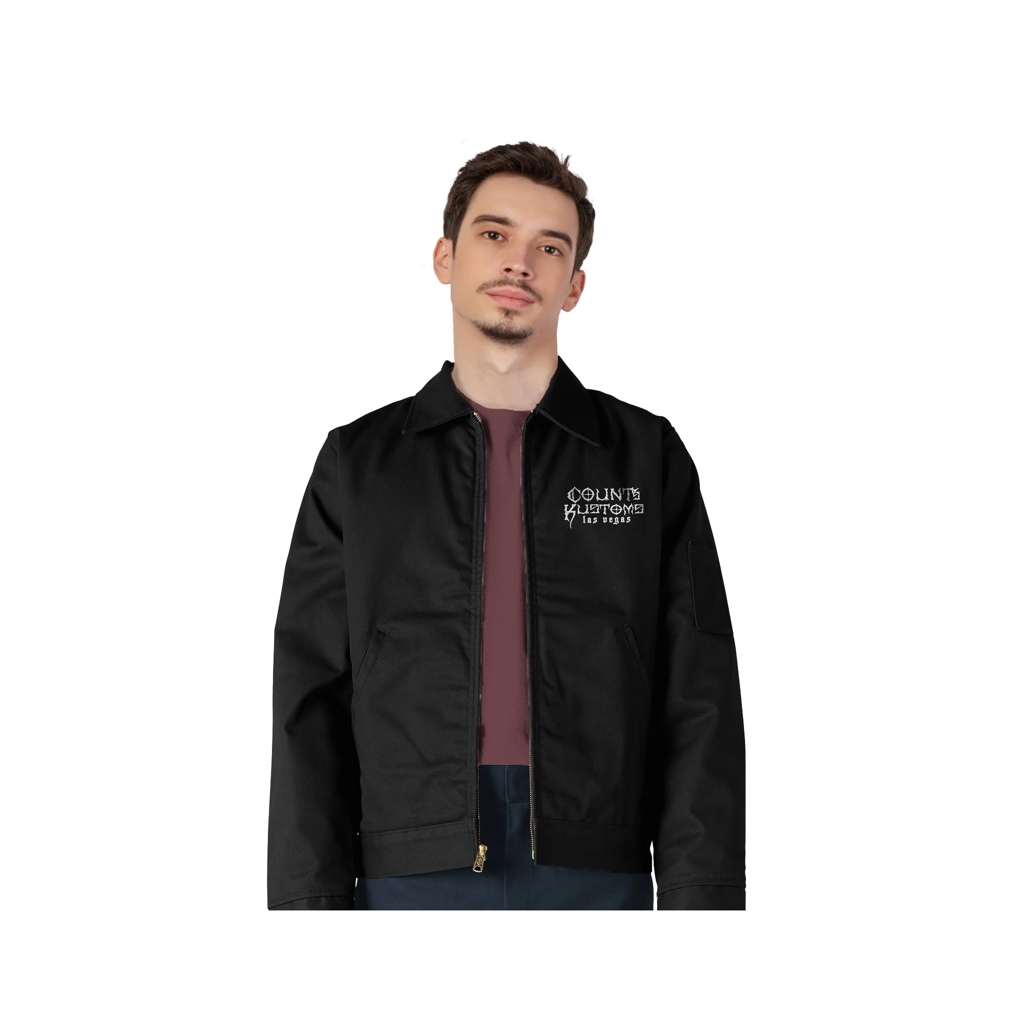 Premium Count's Kustoms Limited Edition Dickies KROSS Eisenhower Unlined Shop Jacket in Black – Available only in Regular Lengths - Image 5